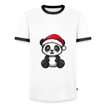 Panda Christmas Cute - Men's Ringer Shirt - white/black - Front - AI Model Female 172 light (172cm) & AI Model Male 178 dark (178cm)
