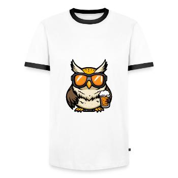 Eule Ski Bier - Männer Kontrast-T-Shirt - Weiß/Schwarz - Vorne - AI Model Female 172 light (172cm) & AI Model Male 178 dark (178cm)