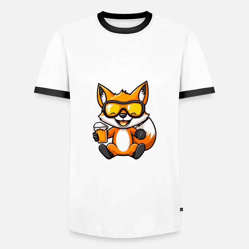 Fuchs Ski Bier - Männer Kontrast-T-Shirt - Weiß/Schwarz