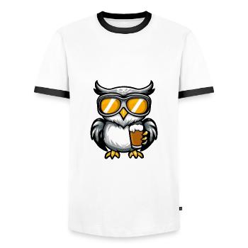 Eule Ski Bier - Männer Kontrast-T-Shirt - Weiß/Schwarz - Vorne - AI Model Female 172 light (172cm) & AI Model Male 178 dark (178cm)