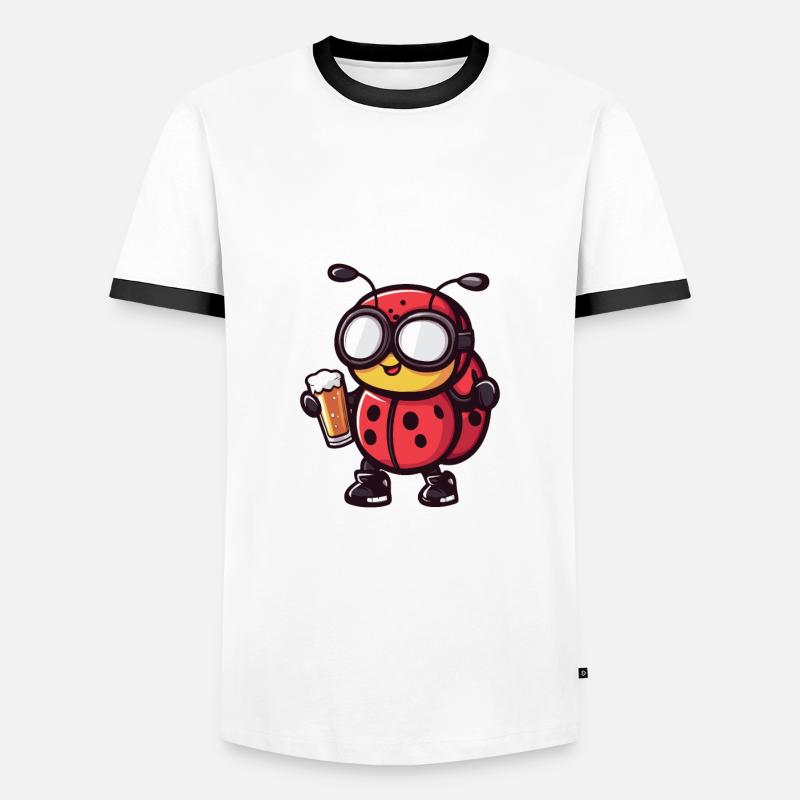 Ladybug Ski Beer - Men's Ringer Shirt - white/black