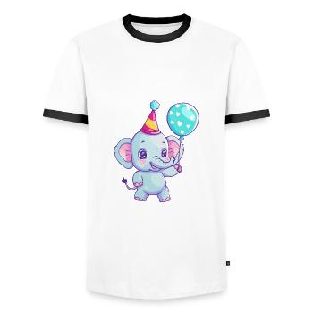Elefant Geburtstag Baby - Männer Kontrast-T-Shirt - Weiß/Schwarz - Vorne - AI Model Female 172 light (172cm) & AI Model Male 178 dark (178cm)