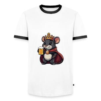 Mouse Beer Funny - Men's Ringer Shirt - white/black - Front - AI Model Female 172 light (172cm) & AI Model Male 178 dark (178cm)