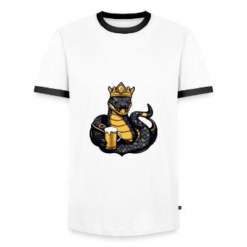 Schlange Kobra Bier Lustig - Männer Kontrast-T-Shirt - Weiß/Schwarz - Vorne - AI Model Female 172 light (172cm) & AI Model Male 178 dark (178cm)