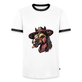 Pferd Lustig Sombrero - Männer Kontrast-T-Shirt - Weiß/Schwarz - Vorne - AI Model Female 172 light (172cm) & AI Model Male 178 dark (178cm)