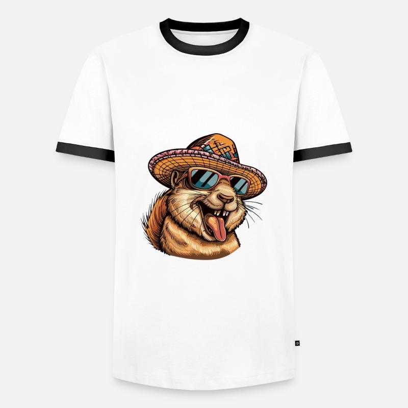 Squirrel Comic Funny Sombrero - Men's Ringer Shirt - white/black
