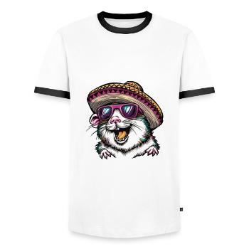 Hamster Funny Sombrero - Men's Ringer Shirt - white/black - Front - AI Model Female 172 light (172cm) & AI Model Male 178 dark (178cm)