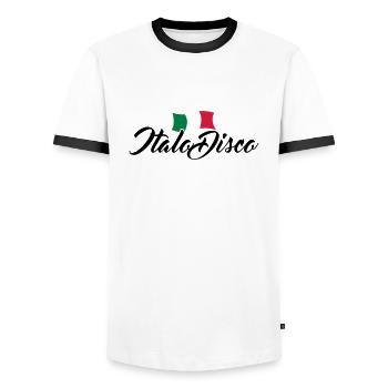 Italo Disco - T-shirt contrasté Homme - blanc/noir - Devant - AI Model Female 172 light (172cm) & AI Model Male 178 dark (178cm)