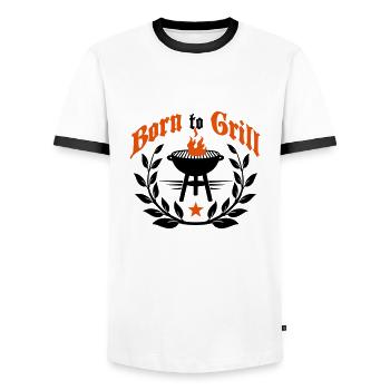 Born to grill-born to grill-born Griller - Men's Ringer Shirt - white/black - Front - AI Model Female 172 light (172cm) & AI Model Male 178 dark (178cm)