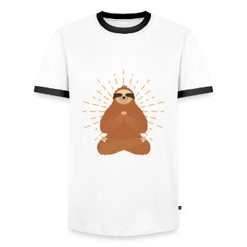 Faultier Meditation - Männer Kontrast-T-Shirt - Weiß/Schwarz - Vorne - AI Model Female 172 light (172cm) & AI Model Male 178 dark (178cm)