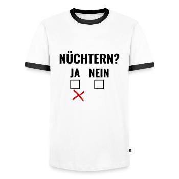 Saufen Bier Party Alkohol besoffen betrunken Feier - Männer Kontrast-T-Shirt - Weiß/Schwarz - Vorne - AI Model Female 172 light (172cm) & AI Model Male 178 dark (178cm)