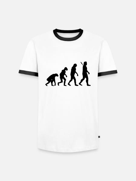 Evolution - Männer Kontrast-T-Shirt - Weiß/Schwarz