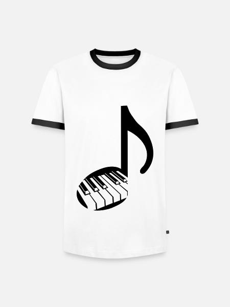 Musiknote und Klavier - Tasten - Männer Kontrast-T-Shirt - Weiß/Schwarz