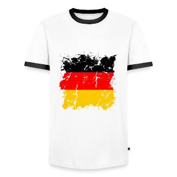 Drapeau allemand Drapeau allemand Utilisé Look Home - T-shirt contrasté Homme - blanc/noir - Devant - AI Model Female 172 light (172cm) & AI Model Male 178 dark (178cm)