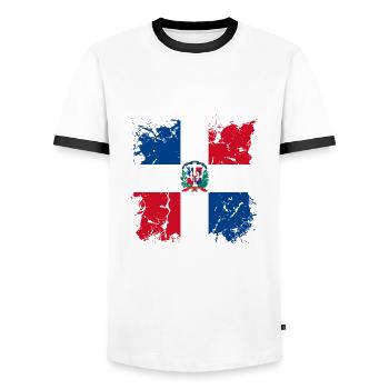 Dominican Republic Flag Dom Rep Flag Trip - Men's Ringer Shirt - white/black - Front - AI Model Female 172 light (172cm) & AI Model Male 178 dark (178cm)