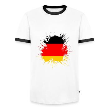 Drapeau Allemagne Drapeau allemand utilisé look home - T-shirt contrasté Homme - blanc/noir - Devant - AI Model Female 172 light (172cm) & AI Model Male 178 dark (178cm)