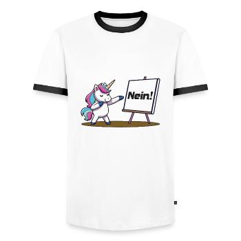 Nein - Männer Kontrast-T-Shirt - Weiß/Schwarz - Vorne - AI Model Female 172 light (172cm) & AI Model Male 178 dark (178cm)