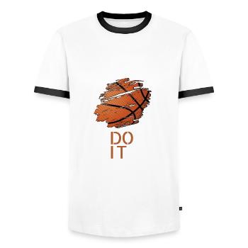 Basketball dont quit - Männer Kontrast-T-Shirt - Weiß/Schwarz - Vorne - AI Model Female 172 light (172cm) & AI Model Male 178 dark (178cm)