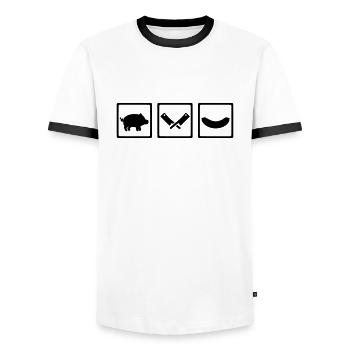 Boucher - T-shirt contrasté Homme - blanc/noir - Devant - AI Model Female 172 light (172cm) & AI Model Male 178 dark (178cm)