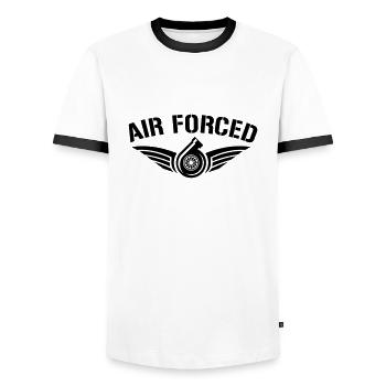AIR FORCED TURBO - Männer Kontrast-T-Shirt - Weiß/Schwarz - Vorne - AI Model Female 172 light (172cm) & AI Model Male 178 dark (178cm)