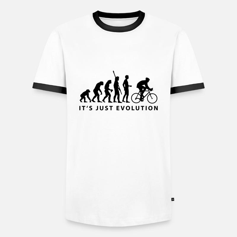 evolution_radfahrer_b - Männer Kontrast-T-Shirt - Weiß/Schwarz