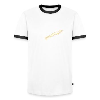 Hatched in 1993 - Men's Ringer Shirt - white/black - Front - AI Model Female 172 light (172cm) & AI Model Male 178 dark (178cm)