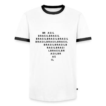 Brasilien - Brasil - Männer Kontrast-T-Shirt - Weiß/Schwarz - Vorne - AI Model Female 172 light (172cm) & AI Model Male 178 dark (178cm)
