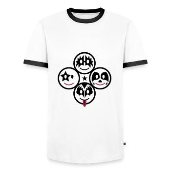 Smiley Kiss Icons (quadratisch) 3c - Men's Ringer Shirt - white/black - Front - AI Model Female 172 light (172cm) & AI Model Male 178 dark (178cm)