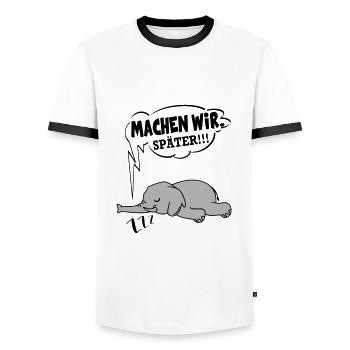 Machen wir später Nein Nö Chef - Männer Kontrast-T-Shirt - Weiß/Schwarz - Vorne - AI Model Female 172 light (172cm) & AI Model Male 178 dark (178cm)