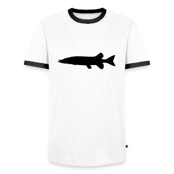 Fish Pike - Men's Ringer Shirt - white/black - Front - AI Model Female 172 light (172cm) & AI Model Male 178 dark (178cm)