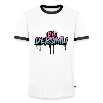 The Dersimli - Männer Kontrast-T-Shirt - Weiß/Schwarz - Vorne - AI Model Female 172 light (172cm) & AI Model Male 178 dark (178cm)