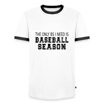 The Only BS I Need Is Baseball Season - Men's Ringer Shirt - white/black - Front - AI Model Female 172 light (172cm) & AI Model Male 178 dark (178cm)