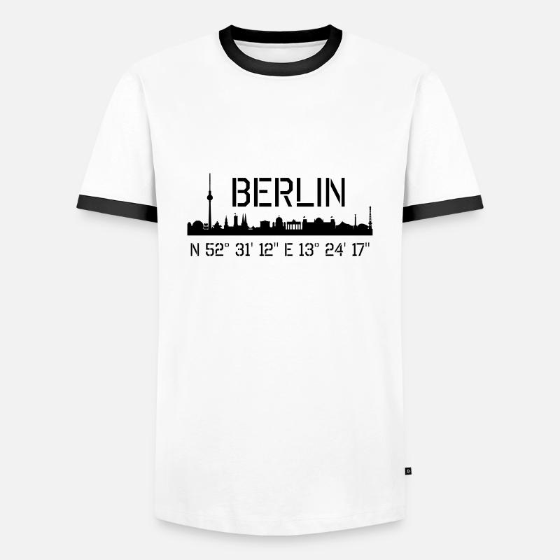 Berlin Coordinates: N 52 ° 31 '12' 'E 13 ° 24' 17 '' - Men's Ringer Shirt - white/black