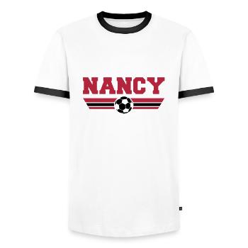 Nancy foot 2013 - T-shirt contrasté Homme - blanc/noir - Devant - AI Model Female 172 light (172cm) & AI Model Male 178 dark (178cm)