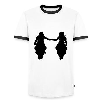 Bikercouple super sportsman couple couple motorcycle - Men's Ringer Shirt - white/black - Front - AI Model Female 172 light (172cm) & AI Model Male 178 dark (178cm)