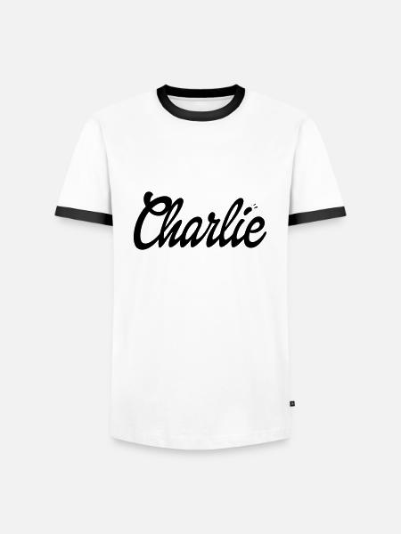 Charlie - Männer Kontrast-T-Shirt - Weiß/Schwarz