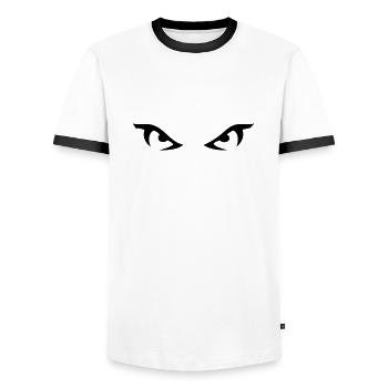 eyes_1 - Männer Kontrast-T-Shirt - Weiß/Schwarz - Vorne - AI Model Female 172 light (172cm) & AI Model Male 178 dark (178cm)