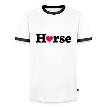 coeur de cheval - T-shirt contrasté Homme - blanc/noir - Devant - AI Model Female 172 light (172cm) & AI Model Male 178 dark (178cm)