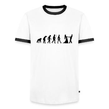 Evolution couple dance couple dance classic waltz monkey - Men's Ringer Shirt - white/black - Front - AI Model Female 172 light (172cm) & AI Model Male 178 dark (178cm)