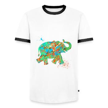 elephant e 4 - Men's Ringer Shirt - white/black - Front - AI Model Female 172 light (172cm) & AI Model Male 178 dark (178cm)