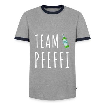 Pfefferminz Likör Pfeffi Vatertag Sauf - Männer Kontrast-T-Shirt - Grau/Navy  - Vorne - AI Model Female 172 light (172cm) & AI Model Male 178 light (178cm)