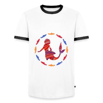 meerjungfrau e 110a - Männer Kontrast-T-Shirt - Weiß/Schwarz - Vorne - AI Model Female 172 light (172cm) & AI Model Male 178 dark (178cm)