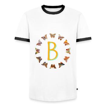 Papillons E 56 B - T-shirt contrasté Homme - blanc/noir - Devant - AI Model Female 172 light (172cm) & AI Model Male 178 dark (178cm)