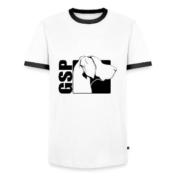 GSP German Shorthaired Pointer Profil Wilsigns - Männer Kontrast-T-Shirt - Weiß/Schwarz - Vorne - AI Model Female 172 light (172cm) & AI Model Male 178 dark (178cm)