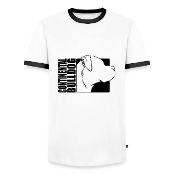 Continental Bulldog Profil Chiens Chien Wilsigns - T-shirt contrasté Homme - blanc/noir - Devant - AI Model Female 172 light (172cm) & AI Model Male 178 dark (178cm)