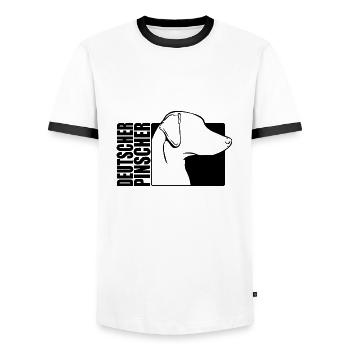 Deutscher Pinscher Profil Hunde Hund Wilsigns - Männer Kontrast-T-Shirt - Weiß/Schwarz - Vorne - AI Model Female 172 light (172cm) & AI Model Male 178 dark (178cm)