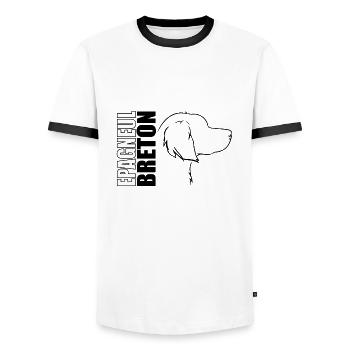 Epagneul Breton Profil Hunde Hund Wilsigns - Männer Kontrast-T-Shirt - Weiß/Schwarz - Vorne - AI Model Female 172 light (172cm) & AI Model Male 178 dark (178cm)