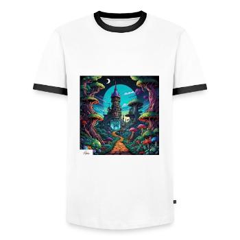 Paysage de rêve de pays fantastique - T-shirt contrasté Homme - blanc/noir - Devant - AI Model Female 172 light (172cm) & AI Model Male 178 dark (178cm)