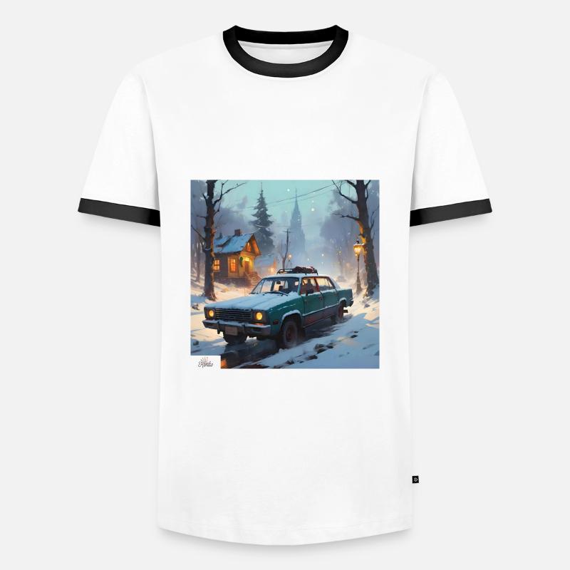 Cozy winter road trip - Men's Ringer Shirt - white/black