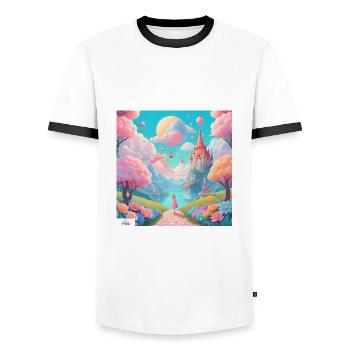 Bunte Königreich-Traumlandschaft - Männer Kontrast-T-Shirt - Weiß/Schwarz - Vorne - AI Model Female 172 light (172cm) & AI Model Male 178 dark (178cm)